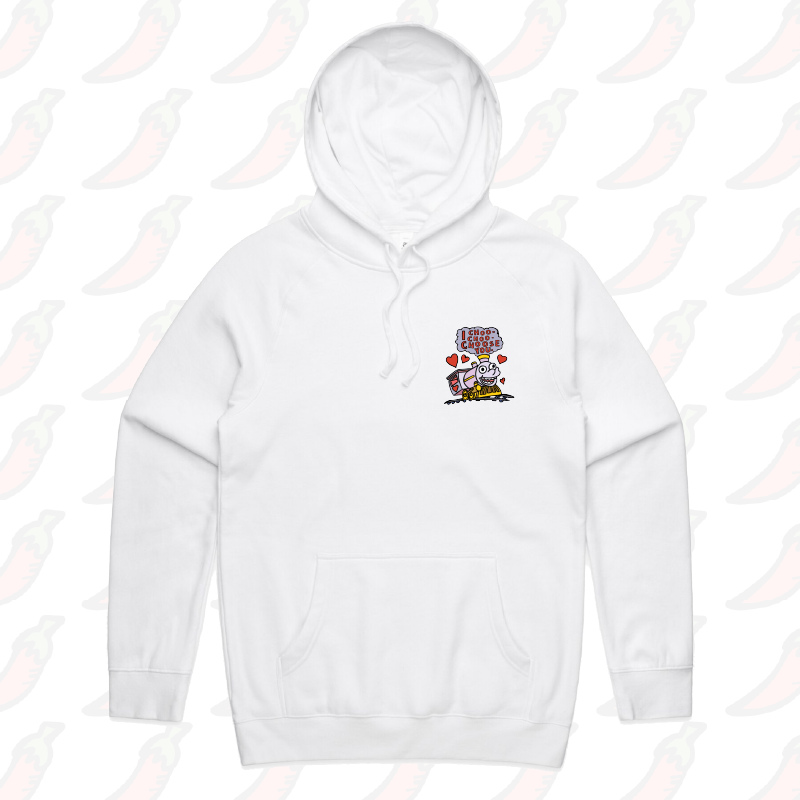 S / White / Small Front Print Choo Choo Choose You 🚂- Unisex Hoodie