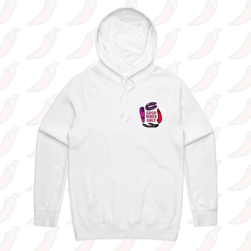 S / White / Small Front Print Good Vibes Only ๐ก โ Unisex Hoodie