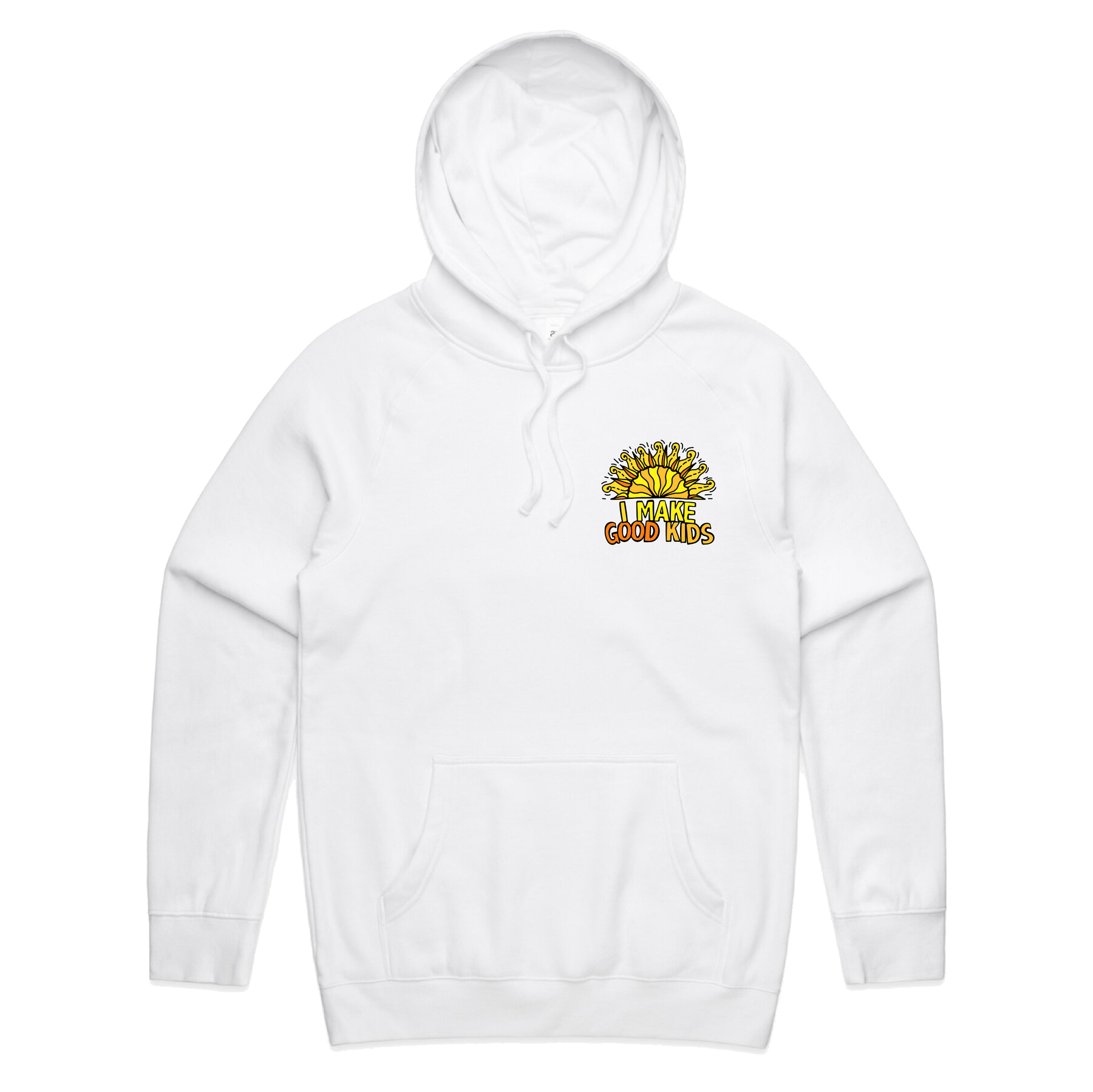 S / White / Small Front Print I Make Good Kids ๐ฉโ๐งโ๐ฆ - Unisex Hoodie