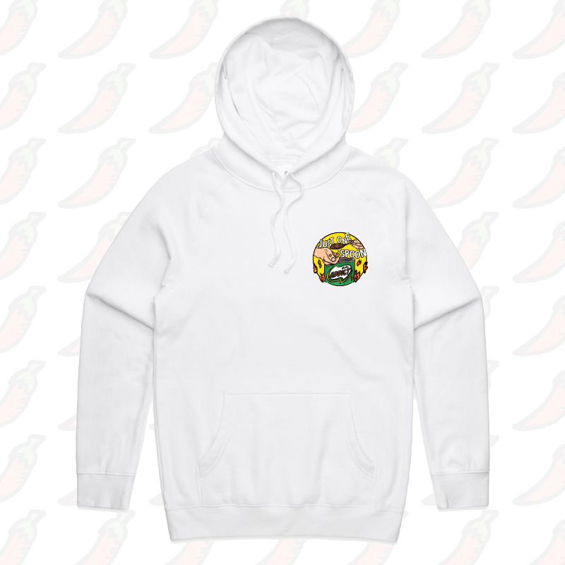 S / White / Small Front Print Just One Spoon ๐ฅ - Unisex Hoodie