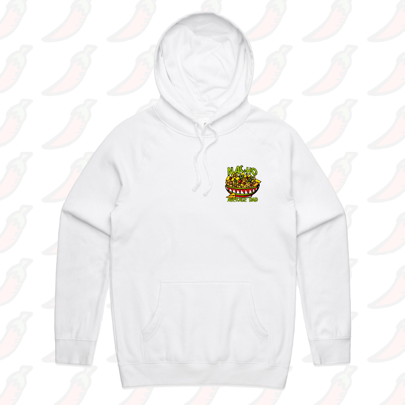 S / White / Small Front Print Nacho Average Dad 😉 – Unisex Hoodie