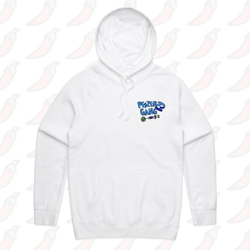 S / White / Small Front Print Pfizer Gang ๐ - Unisex Hoodie