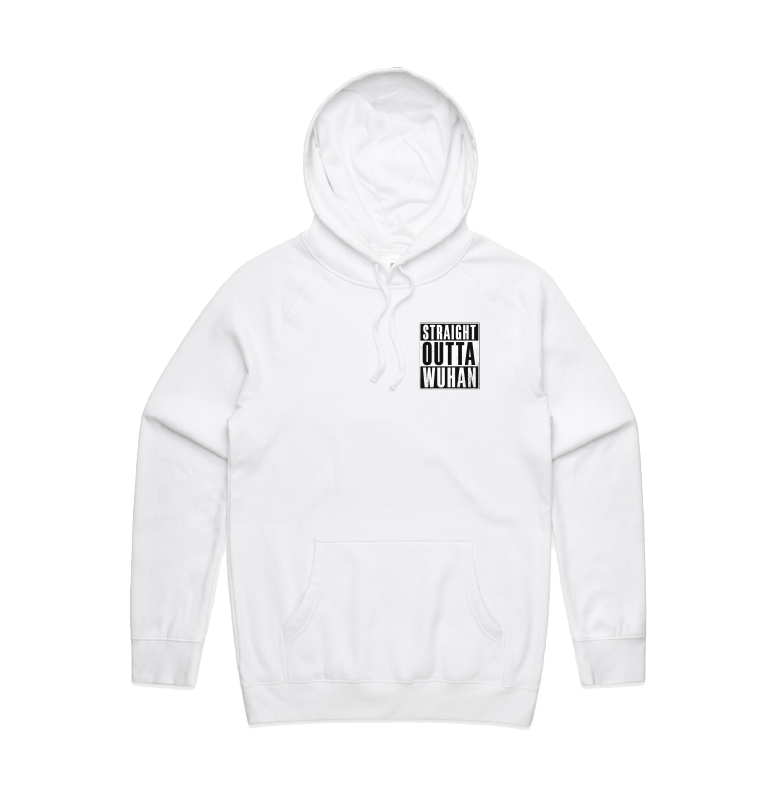 S / White / Small Front Print Straight Outta Wuhan โ๐พ - Unisex Hoodie