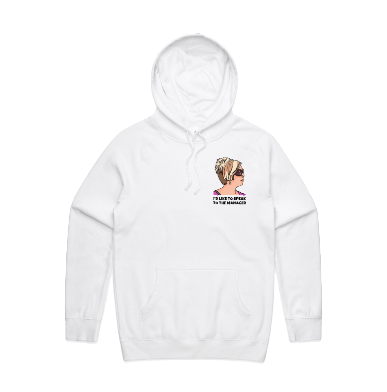 S / White / Small Front Print Unleash the Karen 😤 - Unisex Hoodie