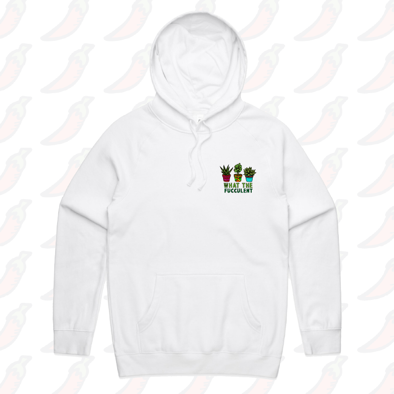 S / White / Small Front Print What The Fucculent ๐ต โ Unisex Hoodie