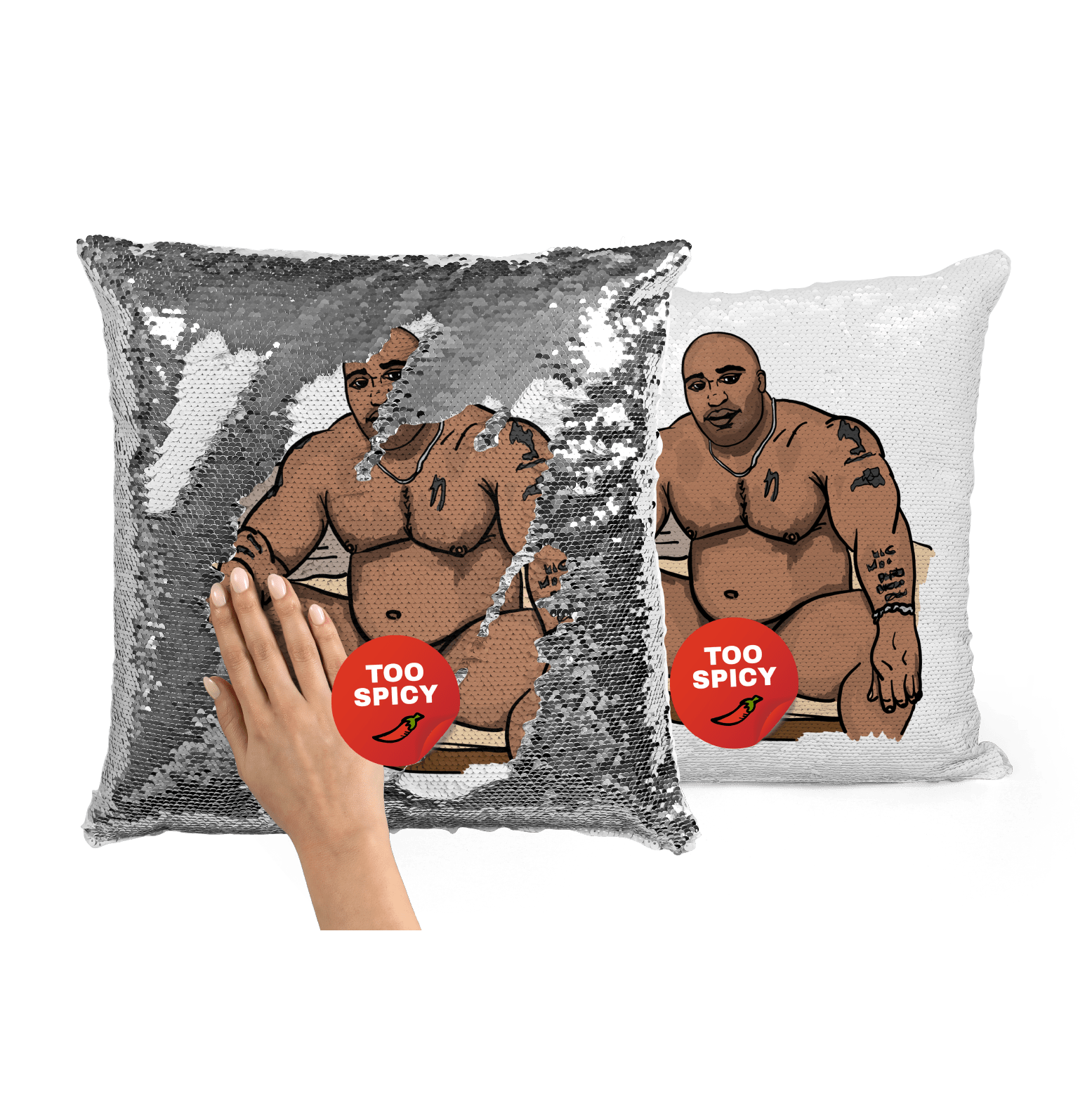 Silver Big Barry UNCENSORED 🍆 - Magic Sequin Cushion