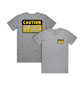 Small Front & Large Back Design / Grey / S May Contain Alcohol 🍺 - Men's T Shirt