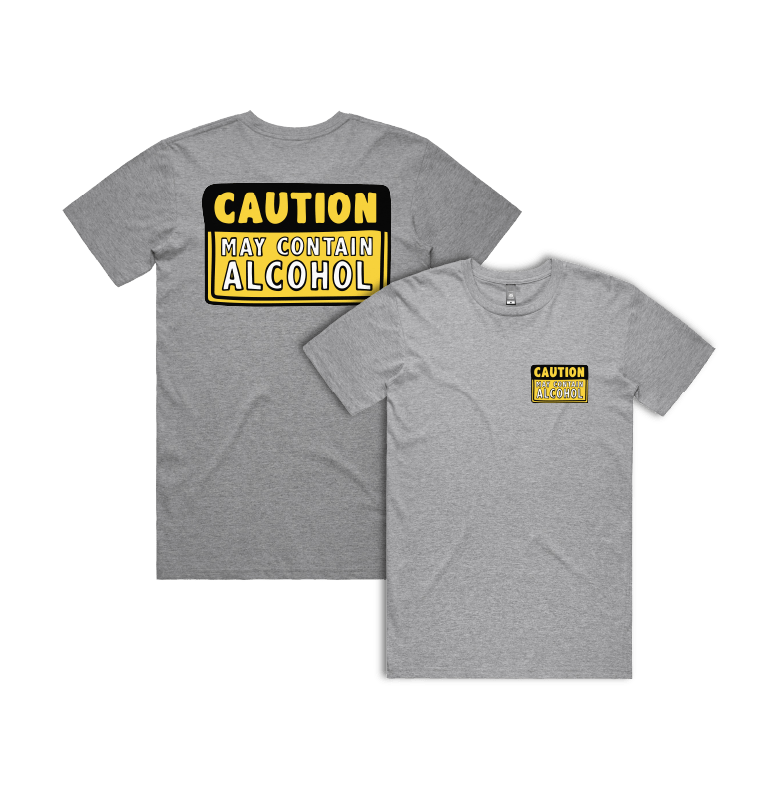 Small Front & Large Back Design / Grey / S May Contain Alcohol 🍺 - Men's T Shirt