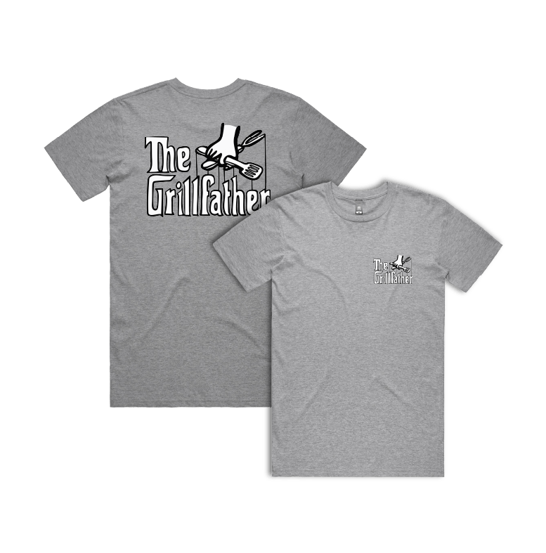 Small Front & Large Back Design / Grey / S The Grillfather 🥩 - Men's T Shirt