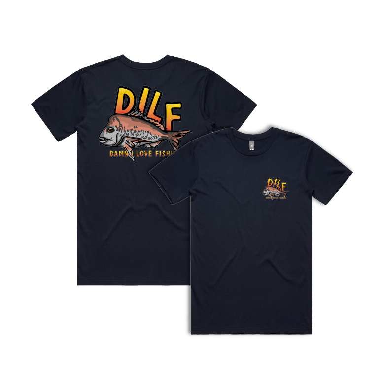 Small Front & Large Back Design / Navy / S D.I.L.F ๐ - Men's T Shirt