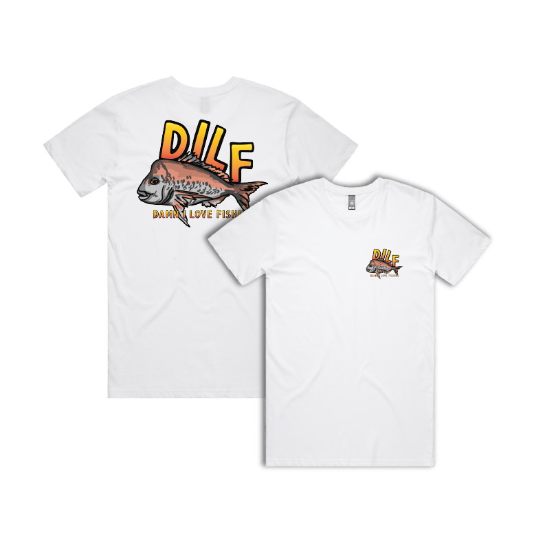 Small Front & Large Back Design / White / S D.I.L.F ๐ - Men's T Shirt