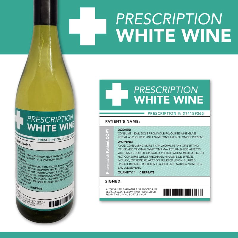 White Wine Label Prescription Wine Bottle Labels 🍷 -  Sticker