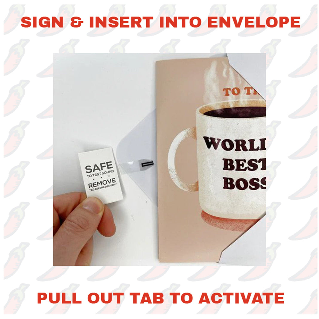 WORLD'S BEST BOSS ๐ผ๐ - JOKER GREETING PRANK CARD (GLITTER + SOUND)