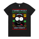 XS / Black / Large Front Design Christmas Morty – Women's T Shirt