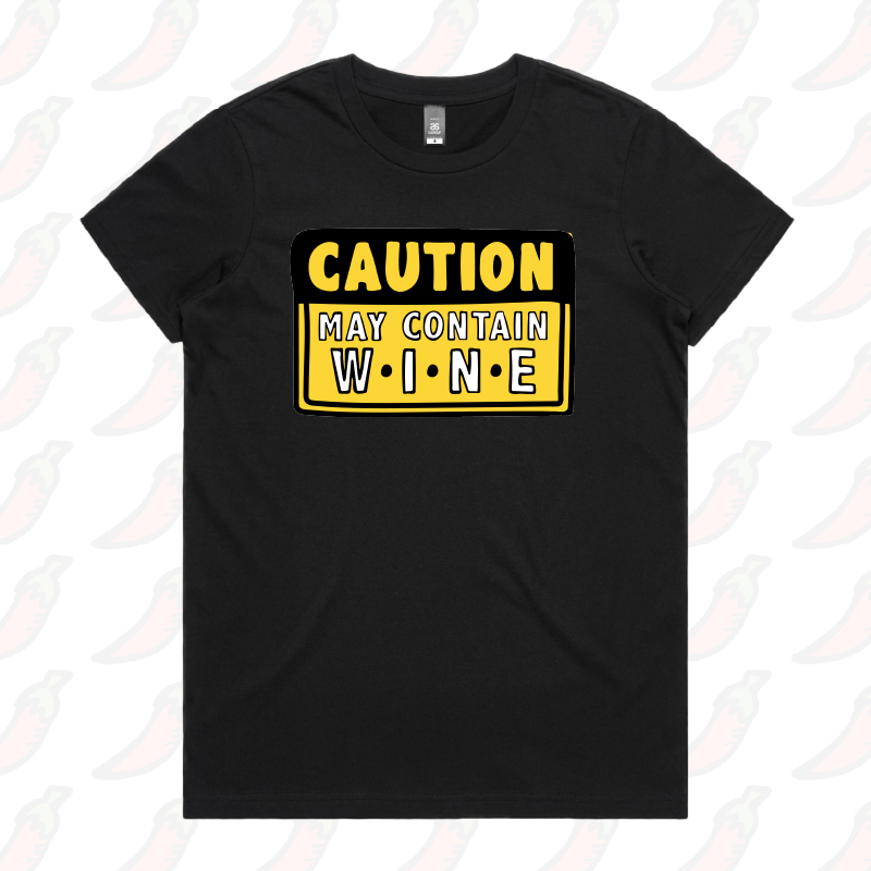 XS / Black / Large Front Design May Contain Wine ๐ท โ Women's T Shirt