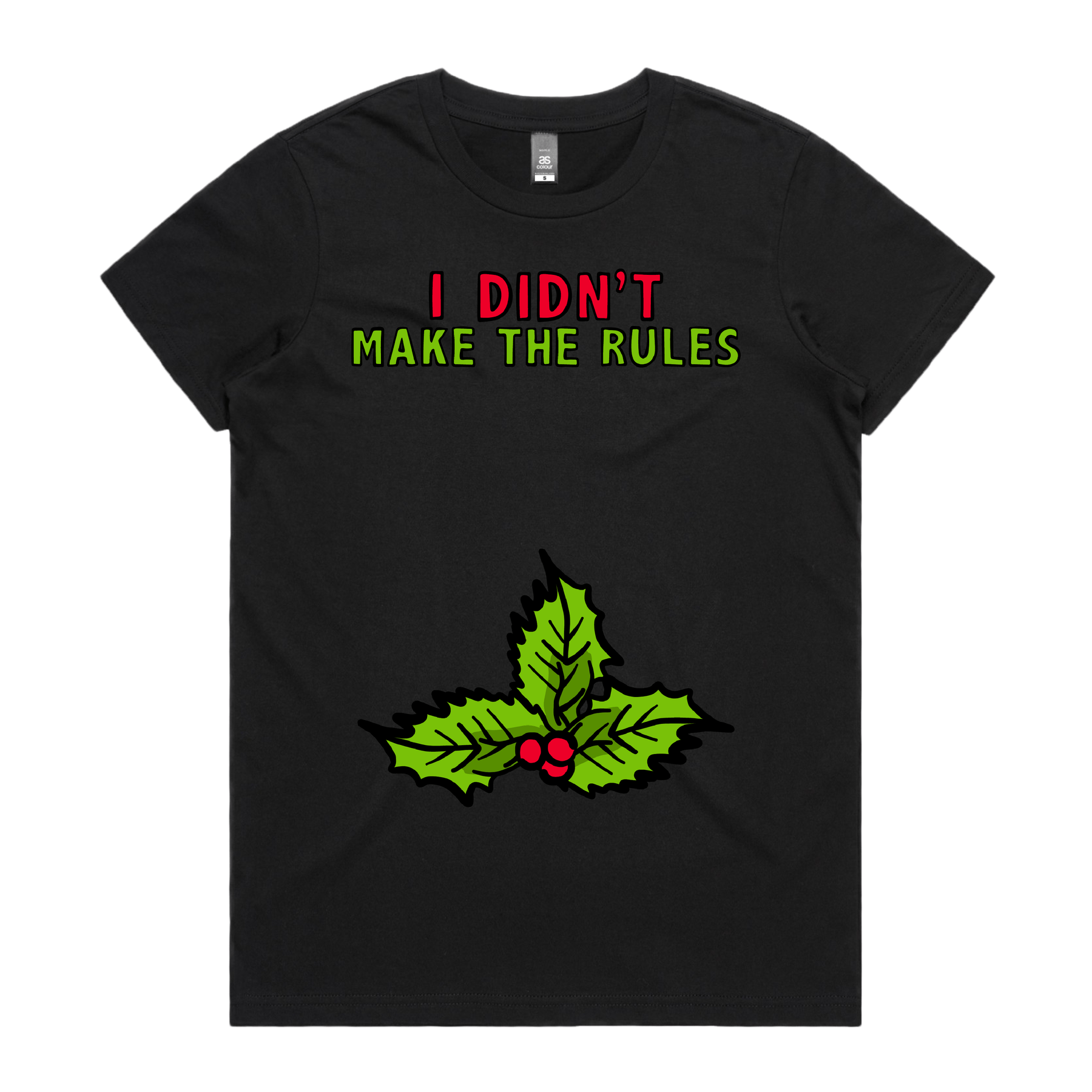 XS / Black / Large Front Design Mistletoe Rules 💋🎄 – Women's T Shirt