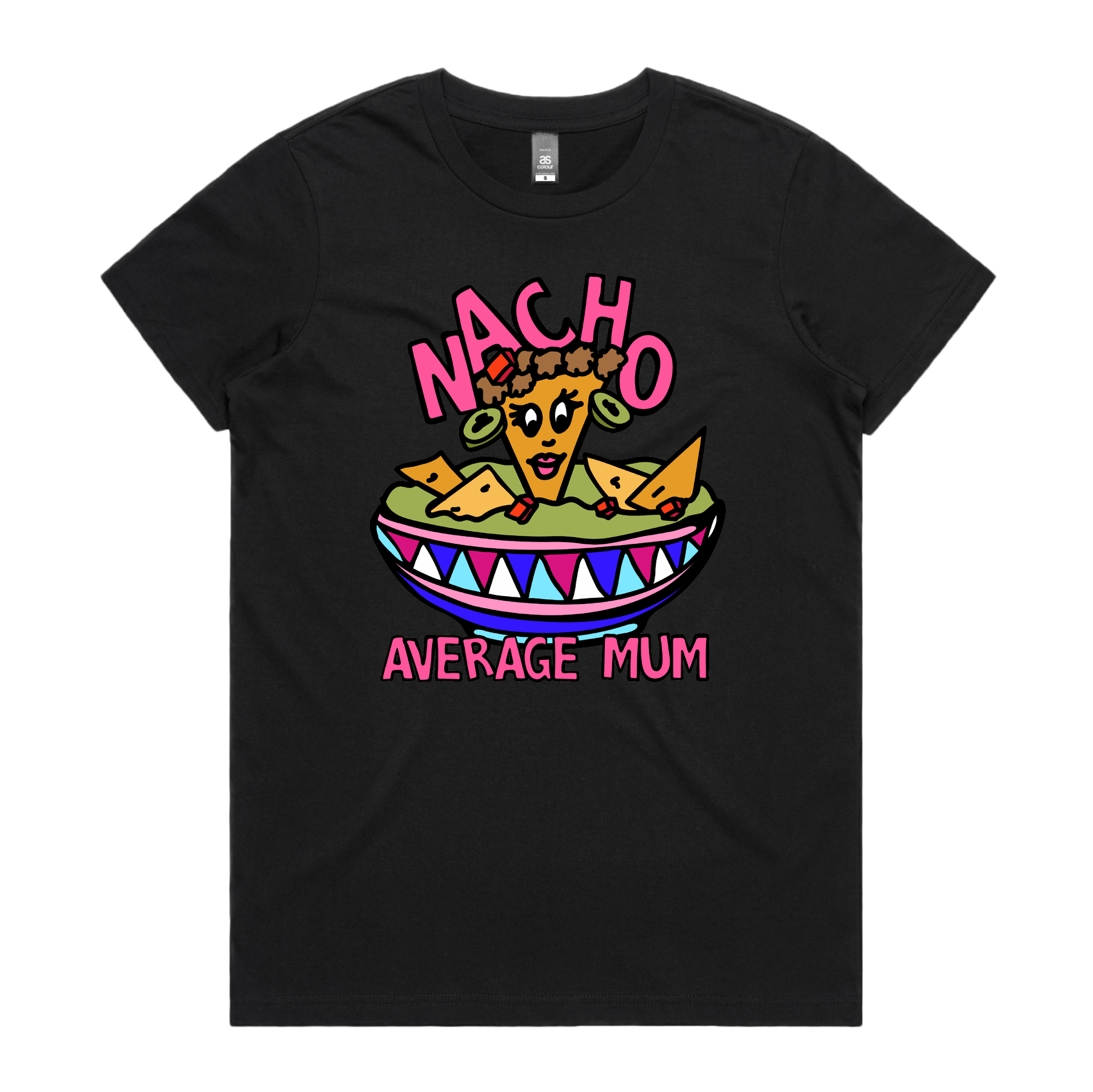 XS / Black / Large Front Design Nacho Average Mum ๐ โ Women's T Shirt