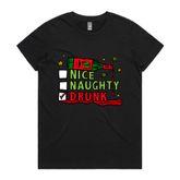 XS / Black / Large Front Design Naughty Nice List ✅❌ - Women's T Shirt