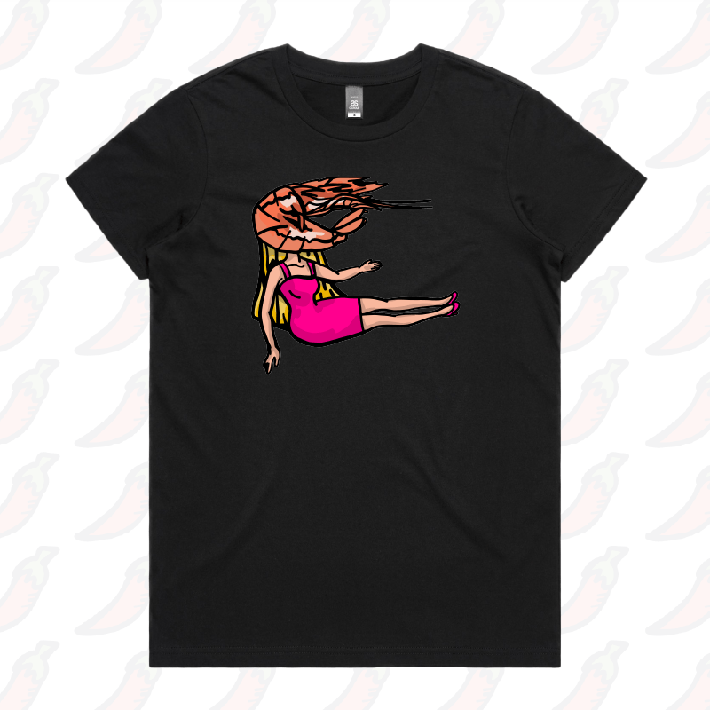 XS / Black / Large Front Design Shrimp on a Barbie ๐ - Women's T Shirt