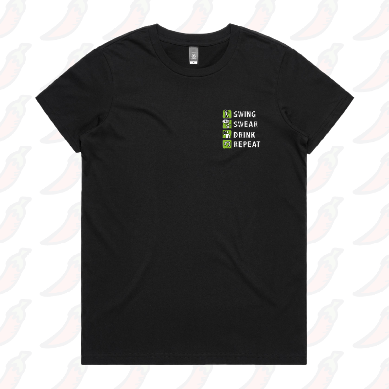XS / Black / Small Front Design Swing Swear Drink Repeat ๐ โ Women's T Shirt
