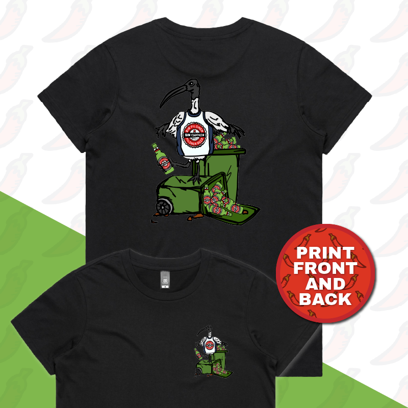 XS / Black / Small Front & Large Back Design Bali Bin Chicken ๐๏ธ - Women's T Shirt