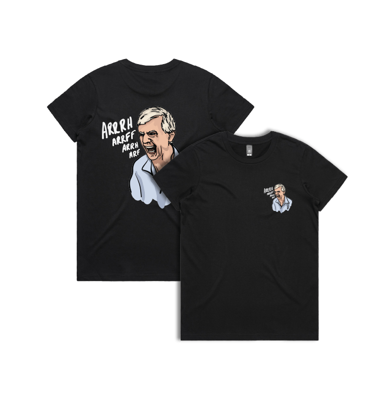 XS / Black / Small Front & Large Back Design Barking Dog Man ๐ฃ๏ธ - Women's T Shirt