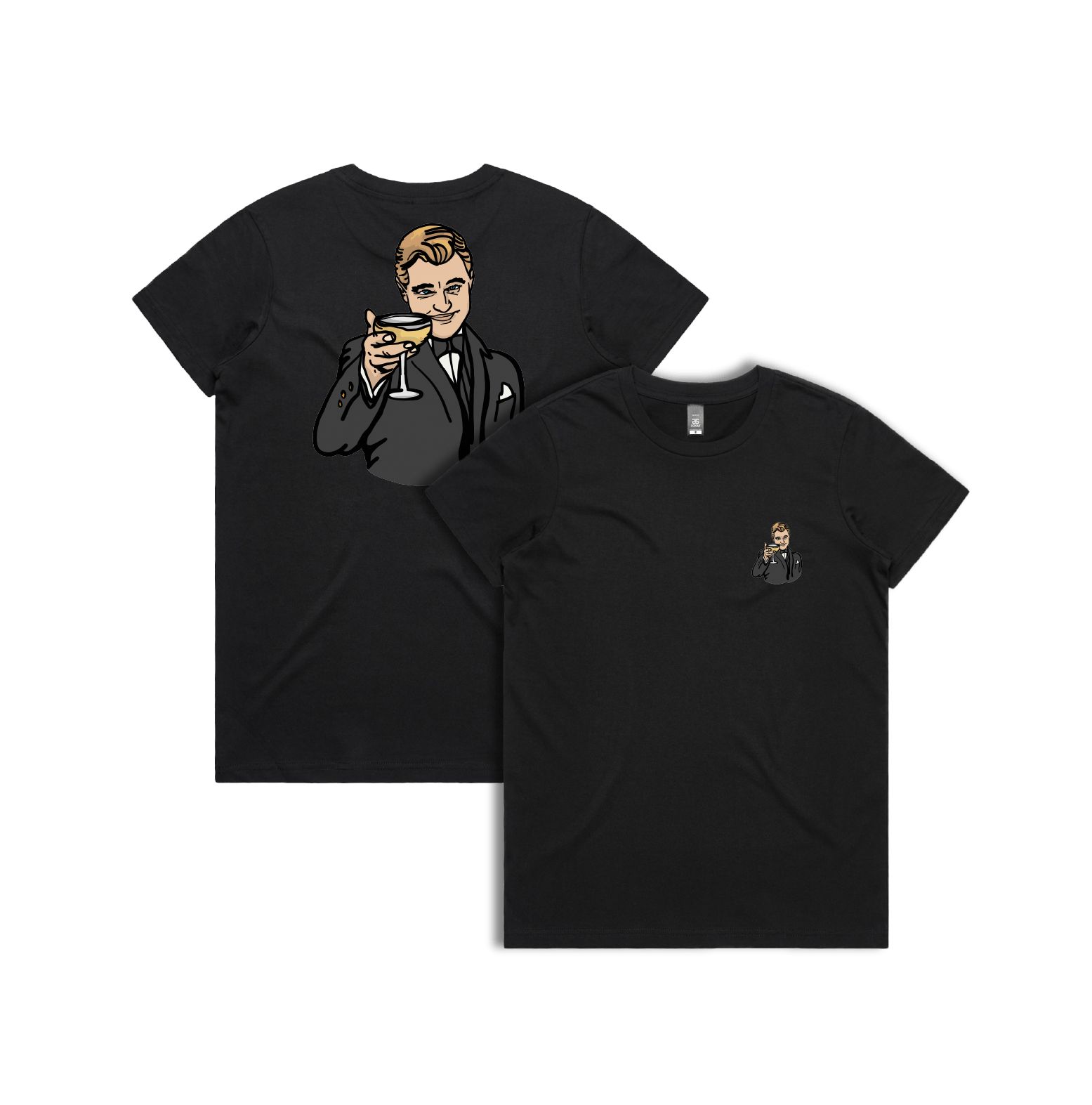 XS / Black / Small Front & Large Back Design DiCaprio Gatsby Cheers ๐ธ - Women's T Shirt