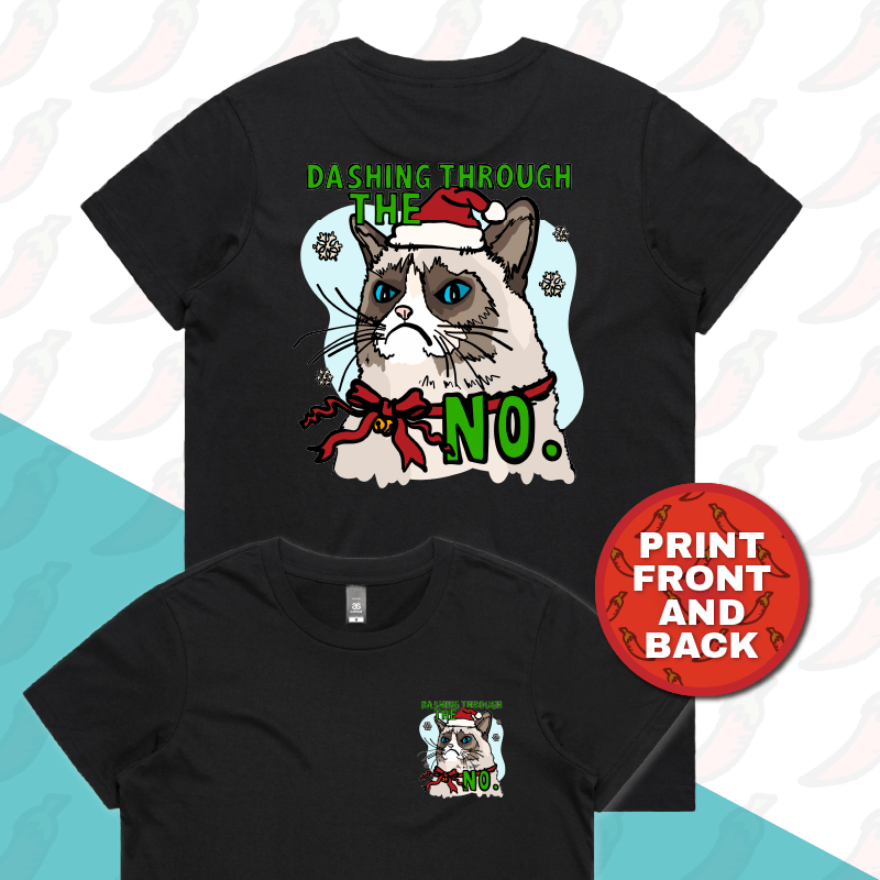 XS / Black / Small Front & Large Back Design Grumpy Cat Christmas ๐พ๐- Women's T Shirt
