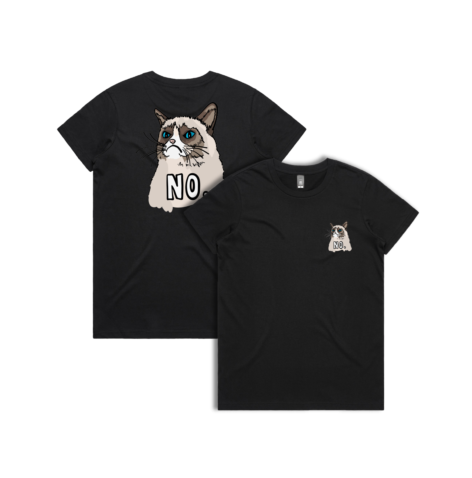 XS / Black / Small Front & Large Back Design Grumpy Cat! ๐พ - Women's T Shirt