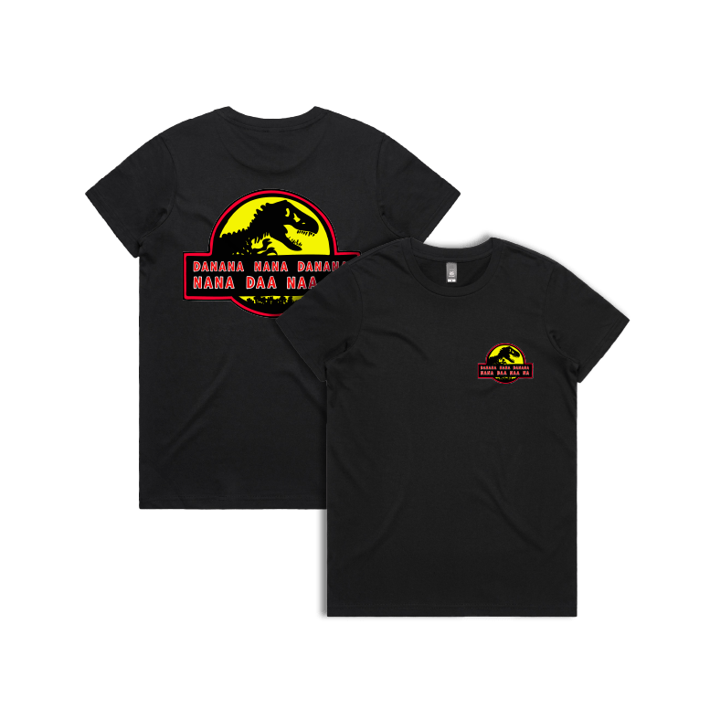 XS / Black / Small Front & Large Back Design Jurassic Park Theme ๐ฆ - Women's T Shirt