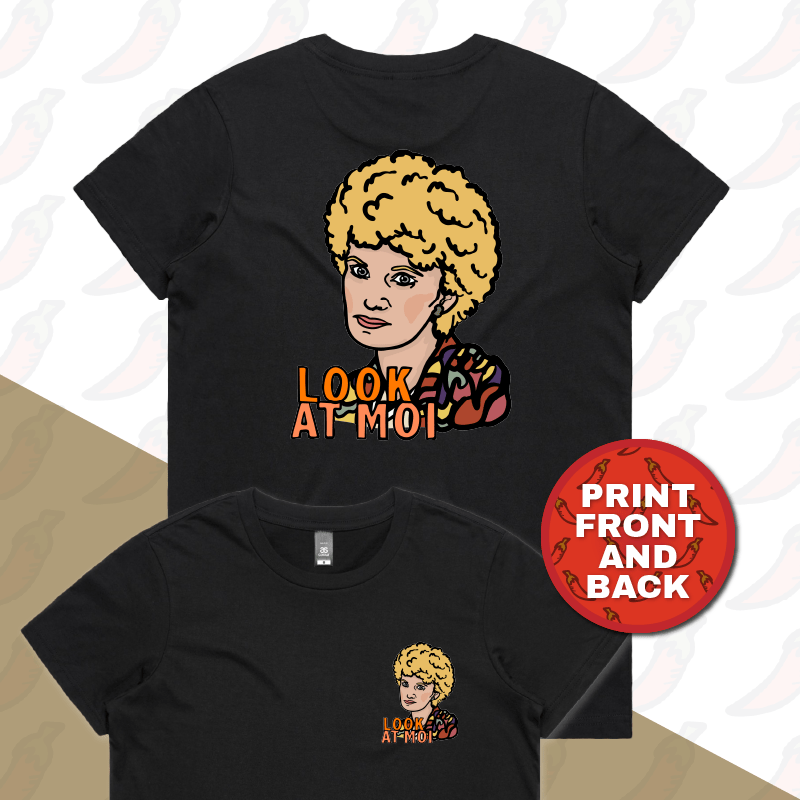 XS / Black / Small Front & Large Back Design Look At Moi ๐๏ธ๐๏ธ - Women's T Shirt