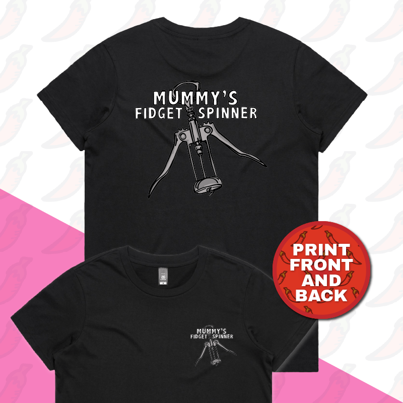 XS / Black / Small Front & Large Back Design Mummy's Fidget Spinner ๐ท - Women's T Shirt