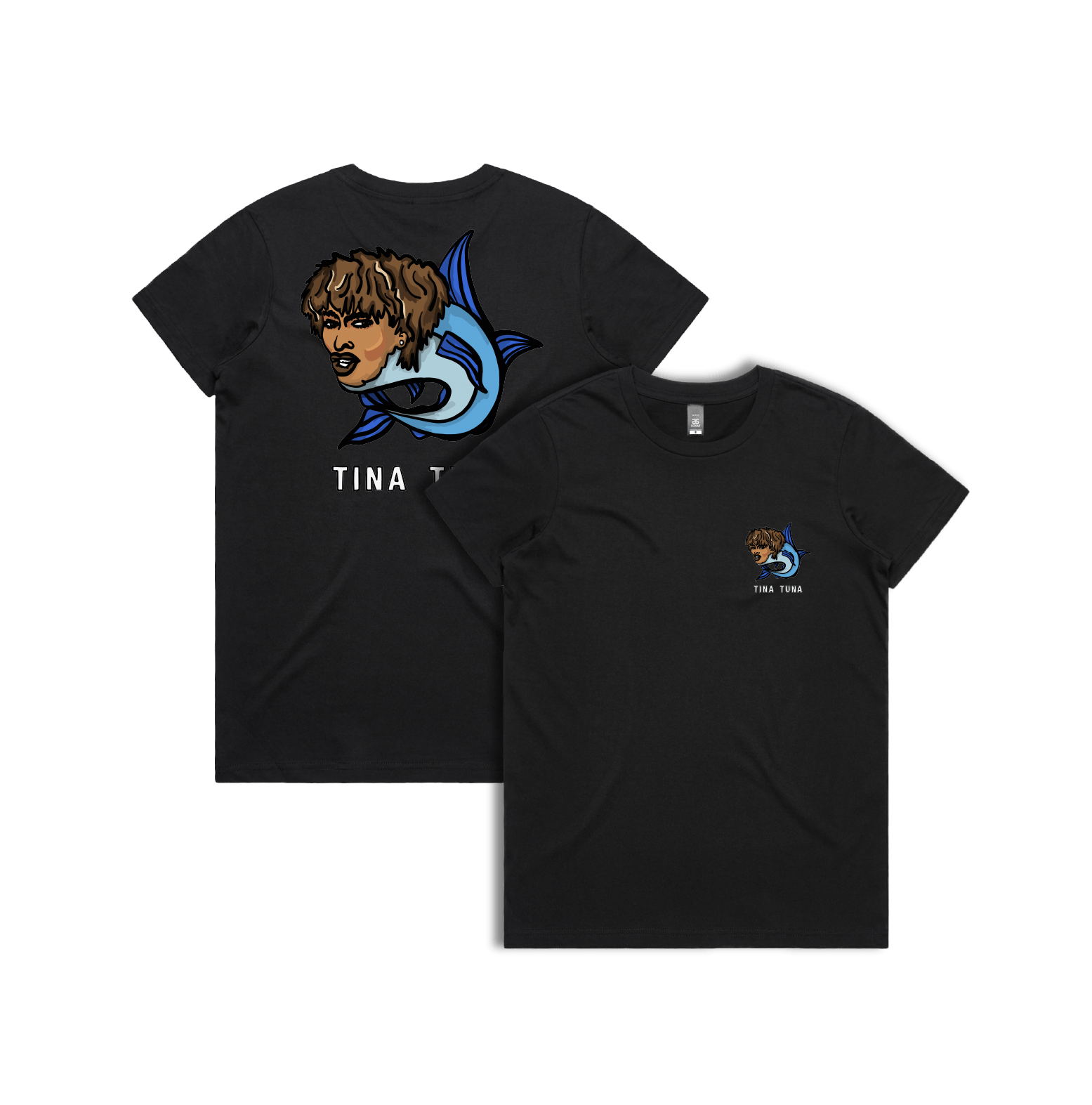 XS / Black / Small Front & Large Back Design Tina Tuna ๐ - Women's T Shirt