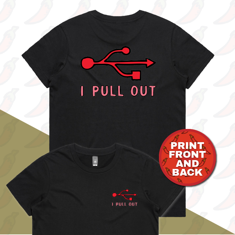 XS / Black / Small Front & Large Back Design USB PULL OUT ๐- Women's T Shirt