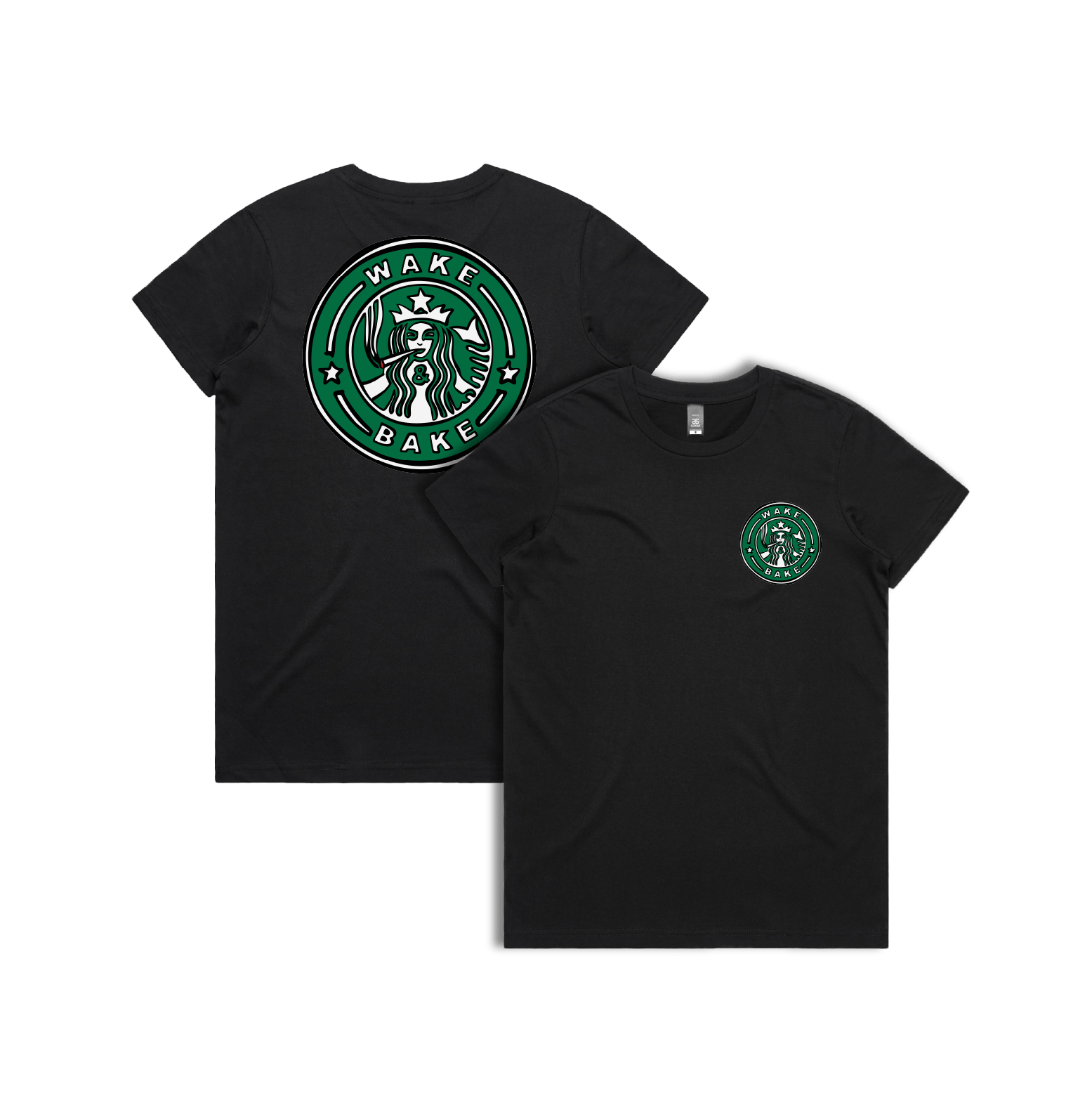 XS / Black / Small Front & Large Back Design Wake & Bake ๐ฌ - Women's T Shirt