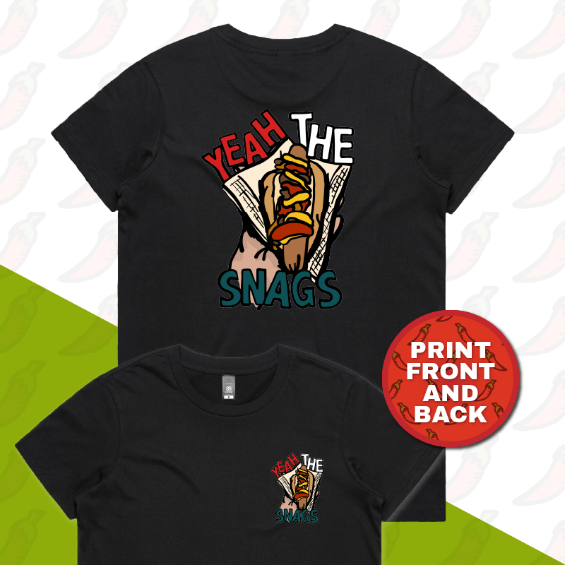 XS / Black / Small Front & Large Back Design Yeah the Snags! (YTS!) 🌭 - Women's T Shirt