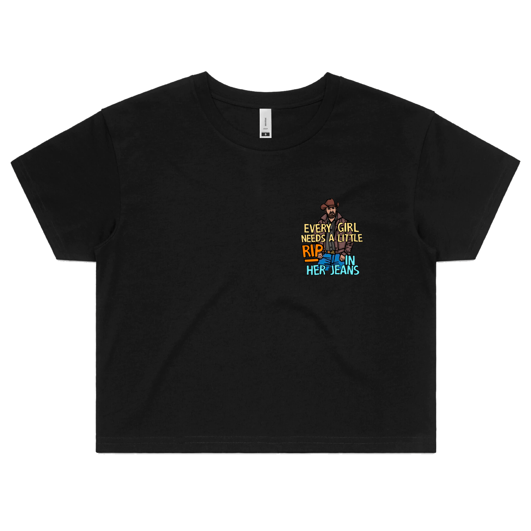 XS / Black Yellowstone Rip 👖🤠 – Women's Crop Top