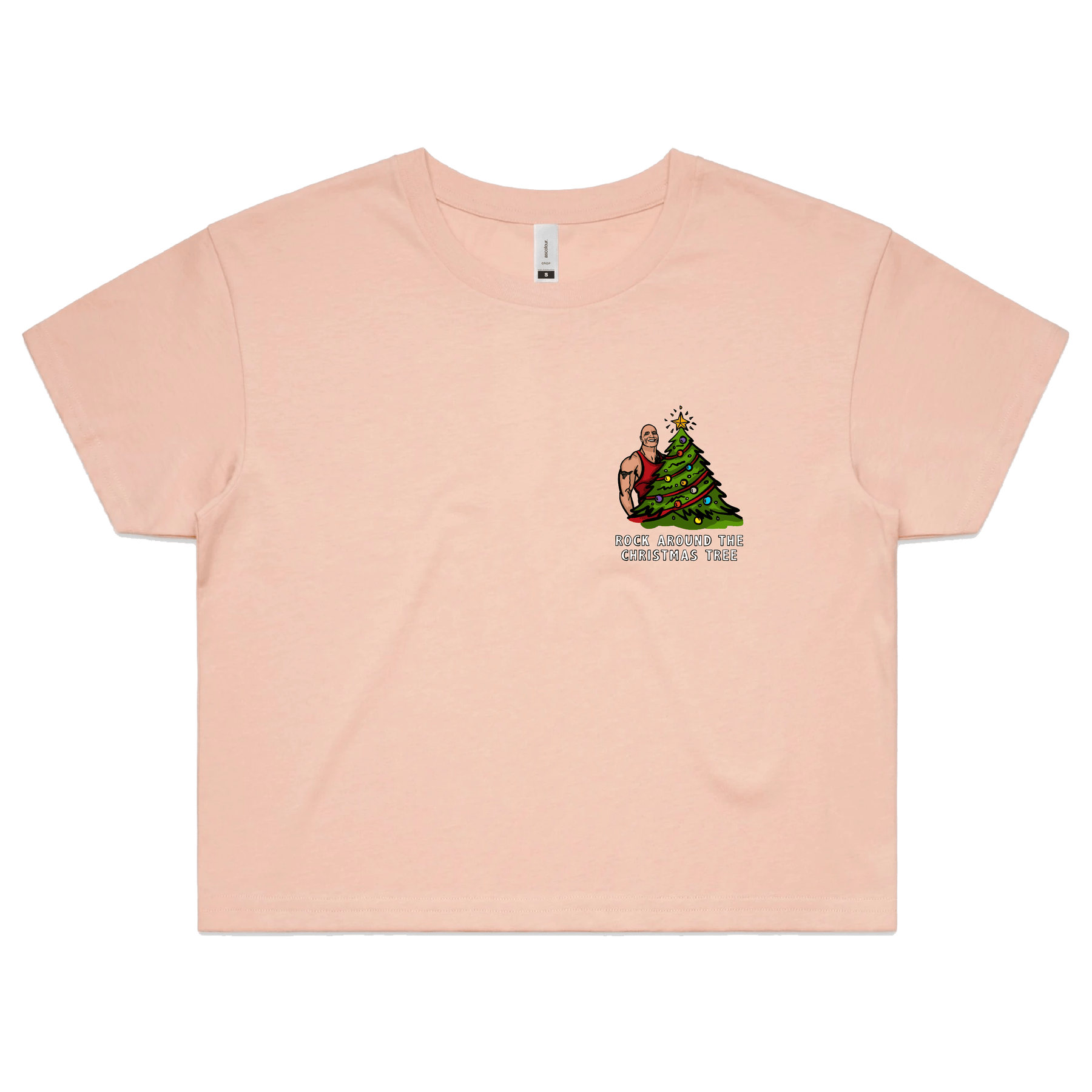 XS / Pink Rock Around The Christmas Tree 🎄- Women's Crop Top