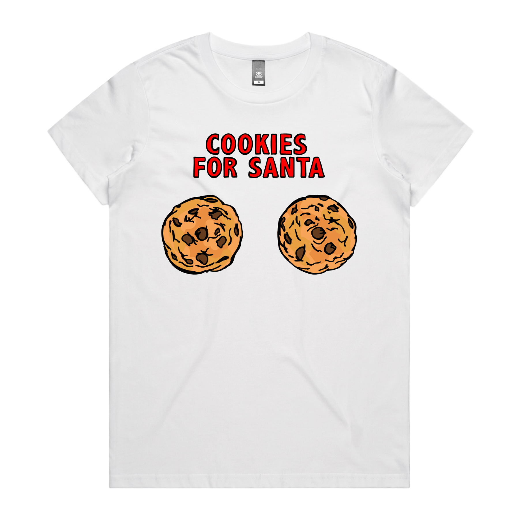 XS / White / Large Front Design Cookies for Santa 🍪🎅 – Women's T Shirt