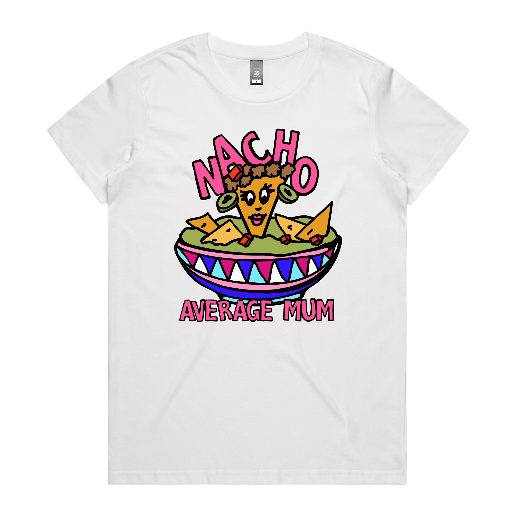 XS / White / Large Front Design Nacho Average Mum ๐ โ Women's T Shirt