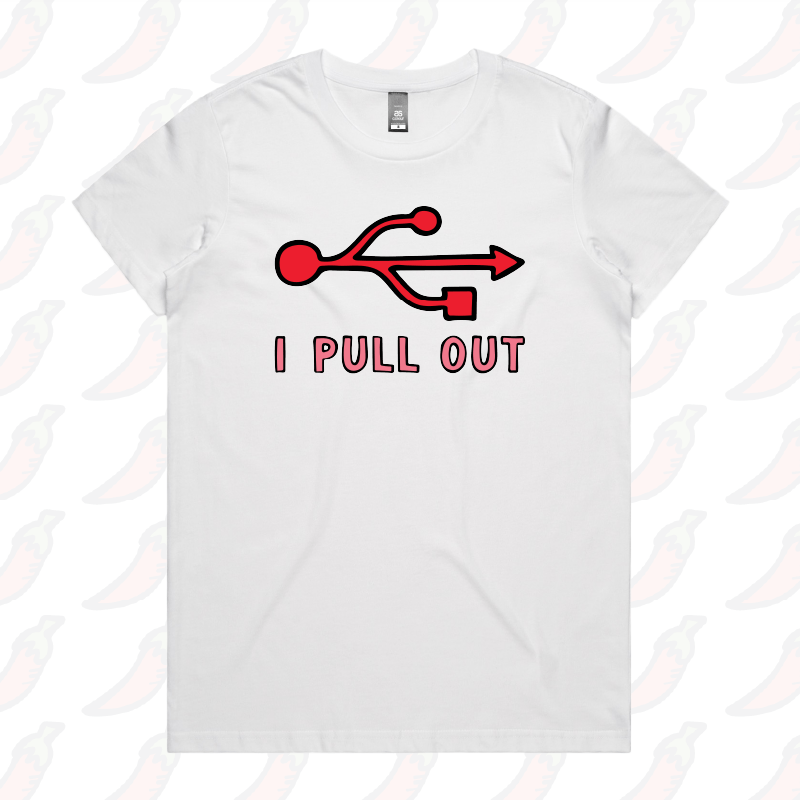 XS / White / Large Front Design USB PULL OUT ๐- Women's T Shirt