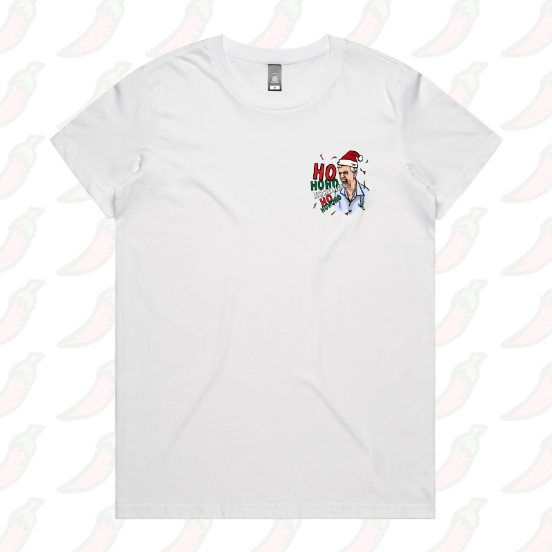 XS / White / Small Front Design Barking Dog Man Christmas ๐ฃ๏ธ๐ - Women's T Shirt