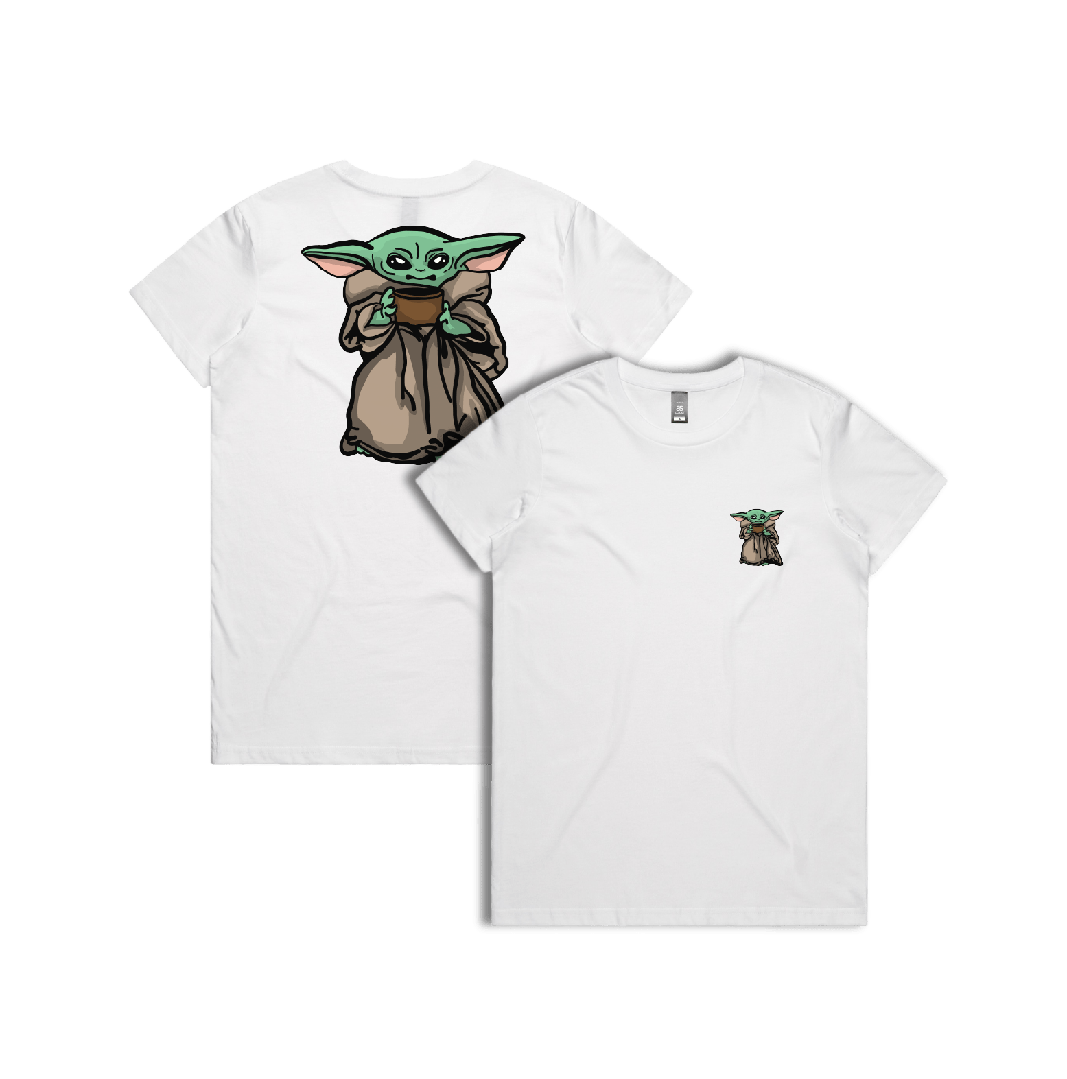 XS / White / Small Front & Large Back Design Baby Yoda 👶 - Women's T Shirt