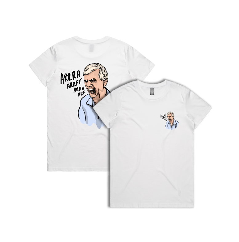 XS / White / Small Front & Large Back Design Barking Dog Man 🗣️ - Women's T Shirt