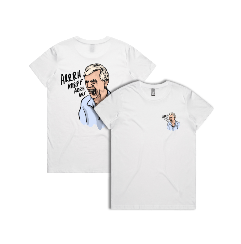 XS / White / Small Front & Large Back Design Barking Dog Man ๐ฃ๏ธ - Women's T Shirt