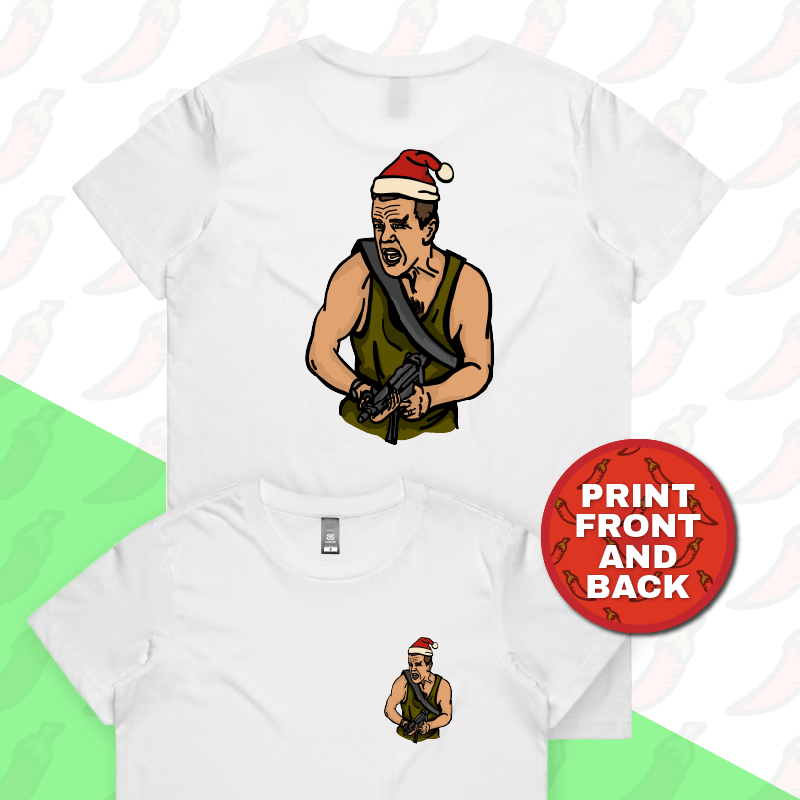 XS / White / Small Front & Large Back Design Die Hard Christmas ๐งจ๐- Women's T Shirt