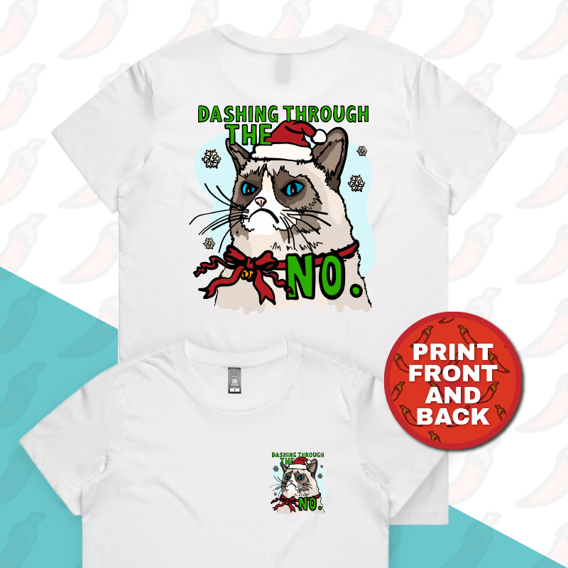 XS / White / Small Front & Large Back Design Grumpy Cat Christmas ๐พ๐- Women's T Shirt