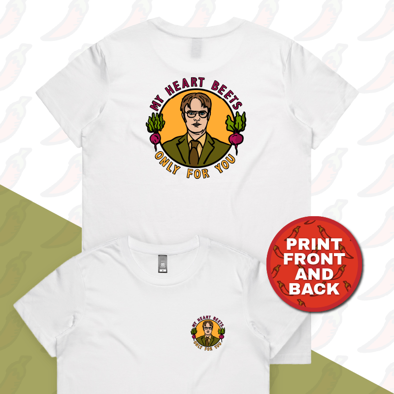 XS / White / Small Front & Large Back Design My Heart Beets For You ๐ - Women's T Shirt