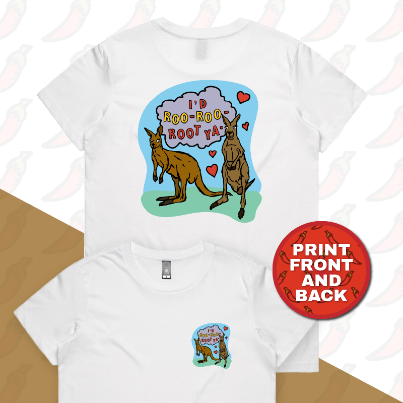 XS / White / Small Front & Large Back Design Roo Roo Root Ya ๐ฆ โ Women's T Shirt