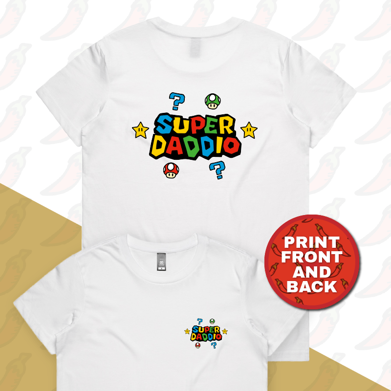 XS / White / Small Front & Large Back Design Super Daddio โญ๐ โ Women's T Shirt
